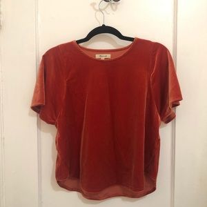 Madewell Orange Velvet Top